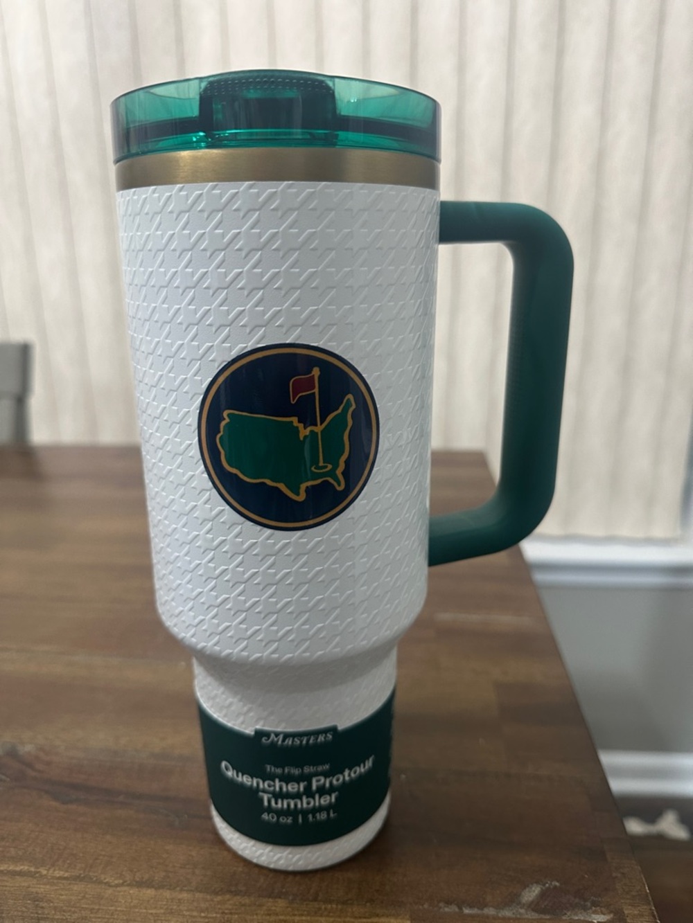 Masters White and Green Quencher Protour Tumbler with Logo